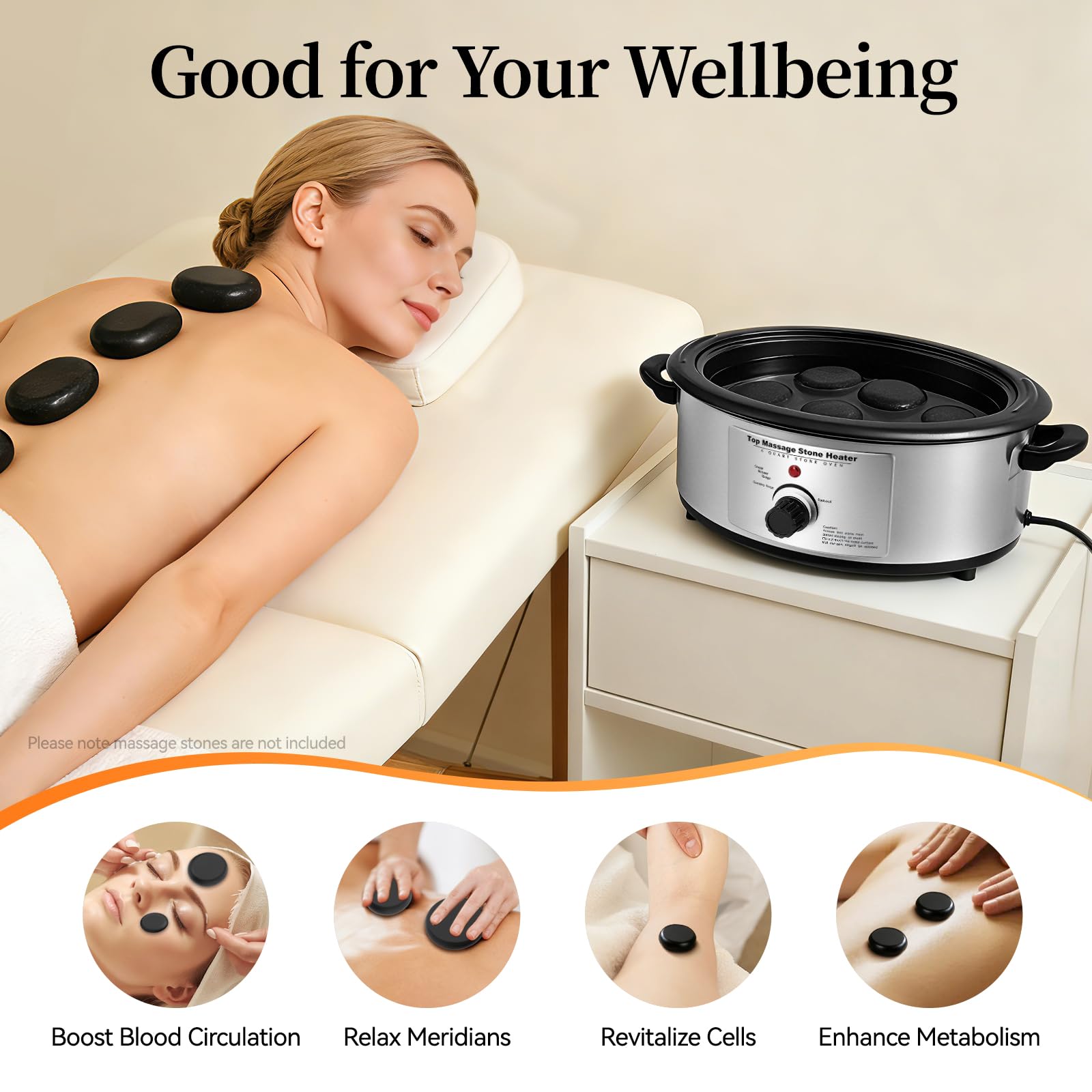 Hot Stone urządzenie grzewcze 6 l, 750 W, grzejnik do kamieni do masażu Hotstone, podgrzewacz z regulatorem temperatury 60-100°C, łącznie z chochlą do salonów kosmetycznych i wellness, kolor czarny
