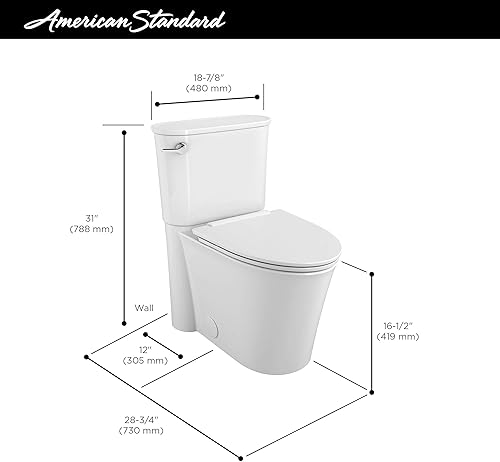 Miniatura 4 de American Standard 226AA104.020 Studio S Right Height Elongated Toilet with Seat-Left Hand Trip Lever, White