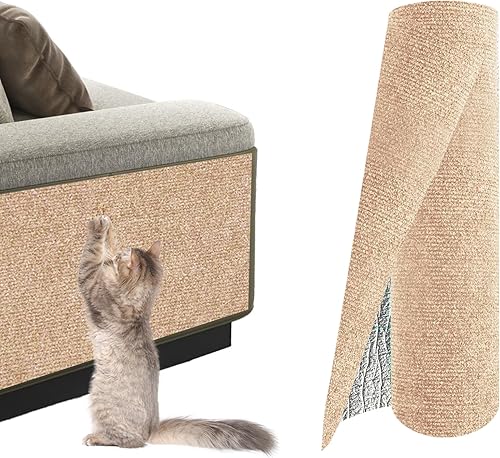Miniatura 14 de Paquete de 2 Total 78.7"x15.8" Alfombrilla Rascadora para Gato para Muebles de Sofá y Protector de Pared | Rascador de Alfombra Autoadhesiva