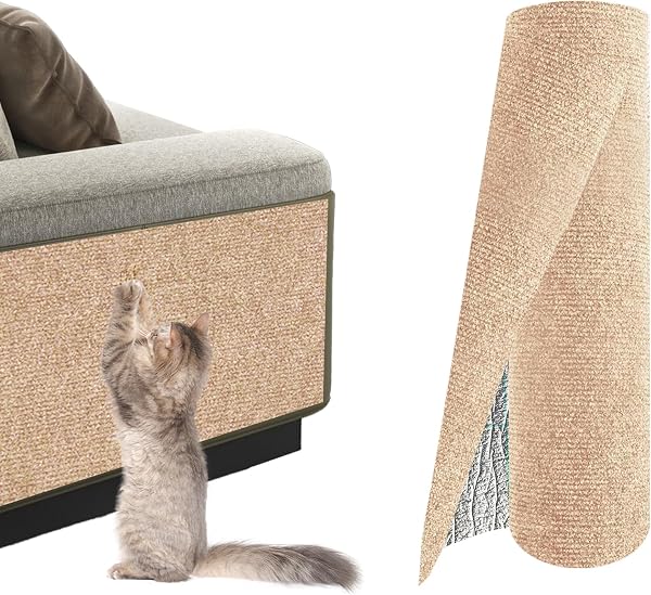 Cat Scratch Mat for Cat Couch Furniture and Wall Protector | Trimmable Self-Adhesive Carpet Climb Cat Scratcher for Cove