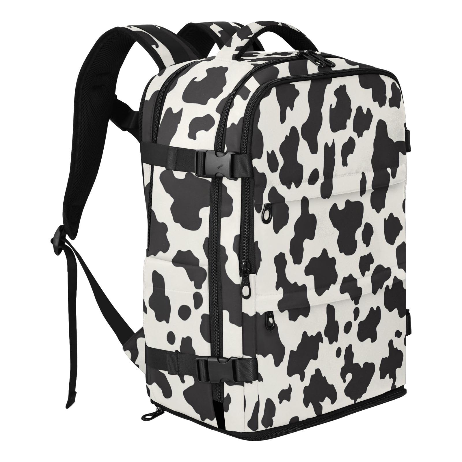Plecak Torebka Travel Essentials For Men Work 20L | Stylowa torba do szkoły beżowa czarna krowa nadruk 15,6 torba na laptopa do samolotów mochilas para viajes en avion 20L
