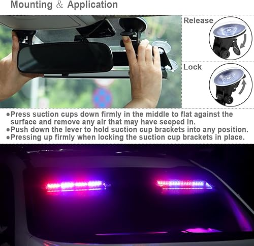 Miniatura 5 de WOWTOU Barra de luz estroboscópica de emergencia LED 2 en 1 para coches de policía, vehículos de aplicación de la ley, camiones, advertencia de