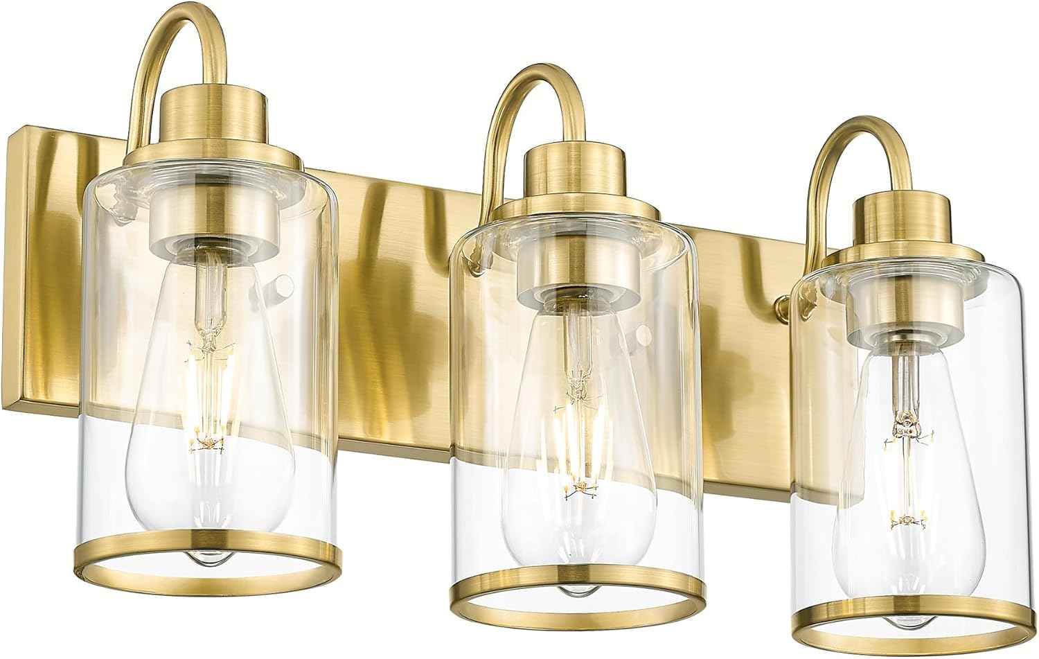 Beionxii Bathroom Vanity Light, 3 Light Gold Bathroom Light Fixtures with Clear Glass Shade, Modern Vanity Lighting Fixtures Over Mirror, Living Room, Hallway, BX-VL01BG-3CG