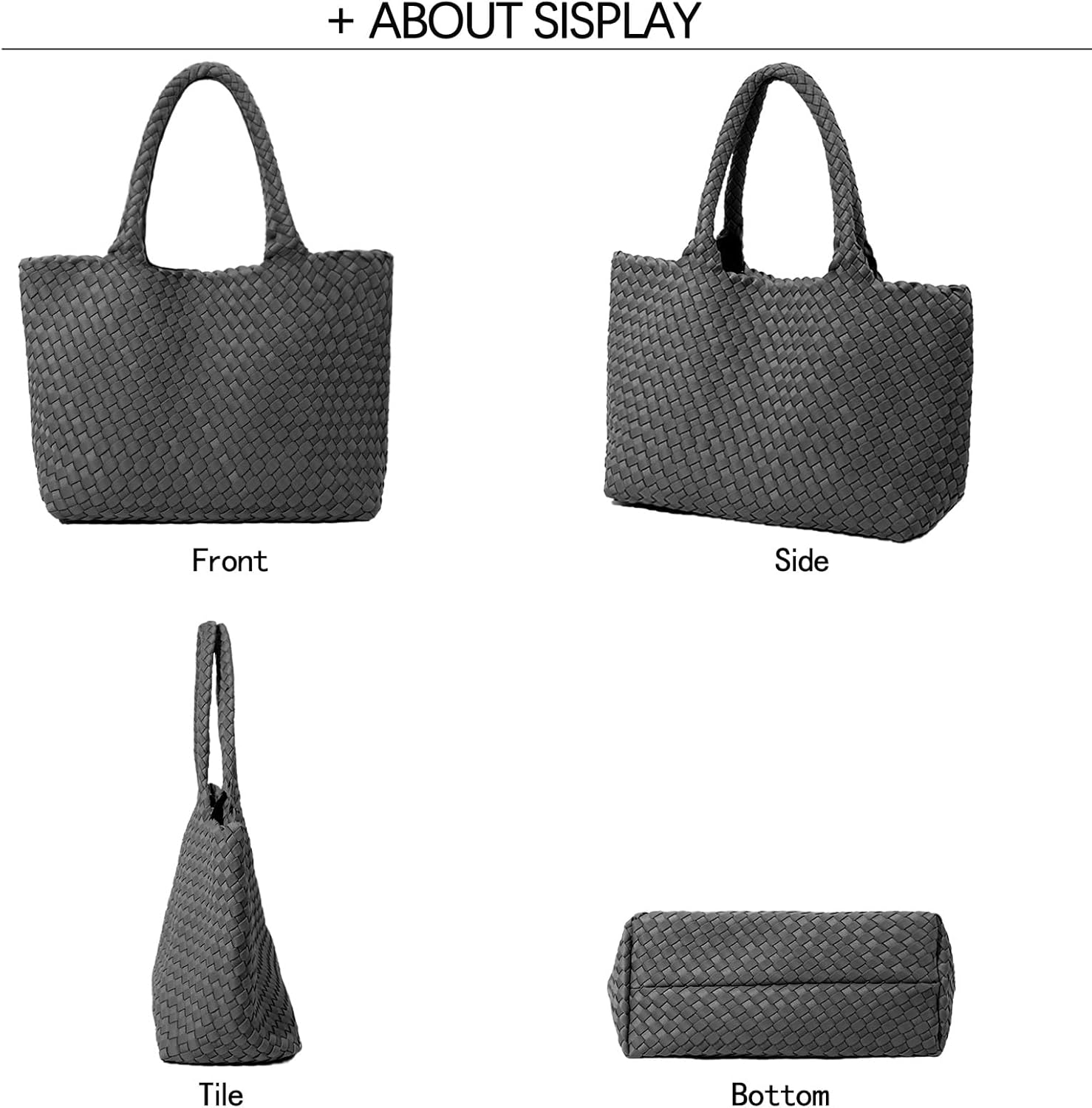 JINMANXUE Woven Tote Bag for Women, Hand Woven Shoulder Bags with Small Handmade Purse, Large Braided Top Handle Handbag