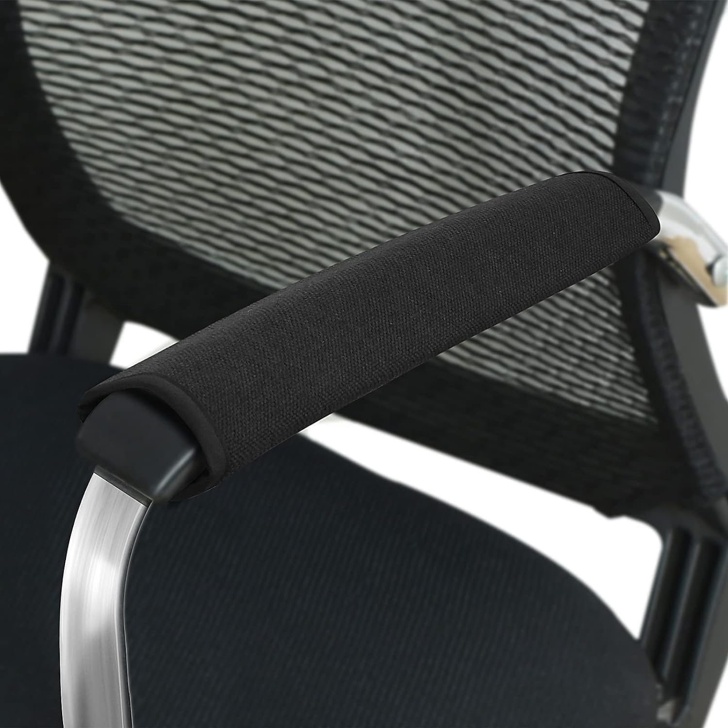 Cotton Office Chair Armrest Pads, Adjustable Comfy Ergonomic Chair Arm Rest Covers, Removable Elbows Support and Forearms Pressure Relief, Set of 2, Black