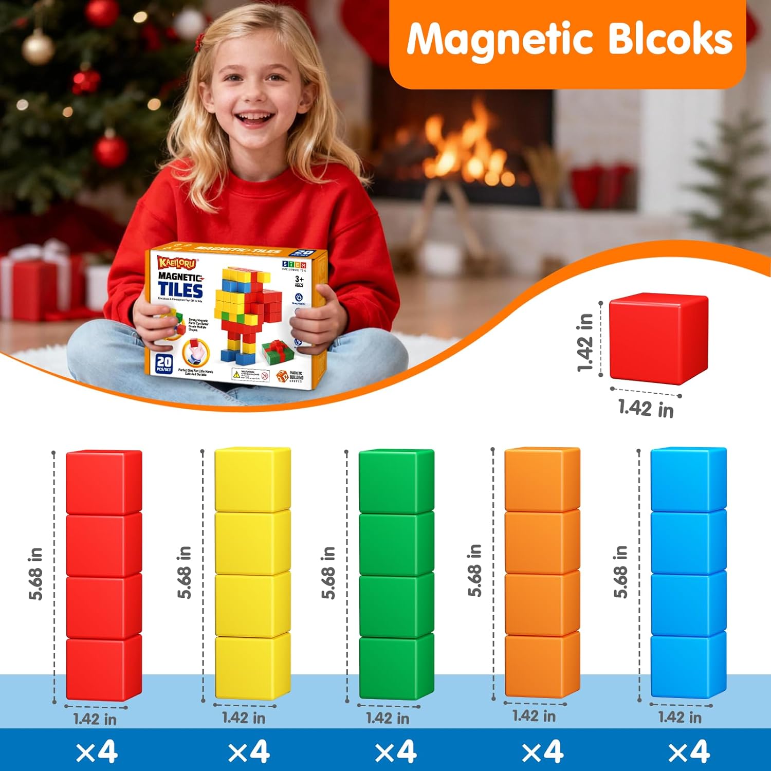 Magnetic Blocks for Toddlers Toys,1.42 Inch Building Blocks Toys for 3 4 5 6 7 8+Years Old Boys Girls, Magnetic Cubes for Kids STEM Montessori Toy Educational Sensory Magnet Toy for Kids Age 1-3 3-5