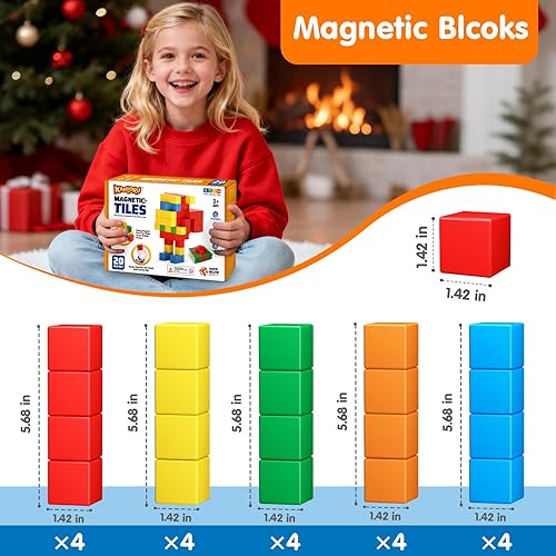 Miniatura 7 de Bloques Magnéticos para Juguetes de Niños Pequeños, Juguetes de Bloques de Construcción de 1.42 Pulgadas para Niños y Niñas de 3 4 5 6 7 8+ Años,