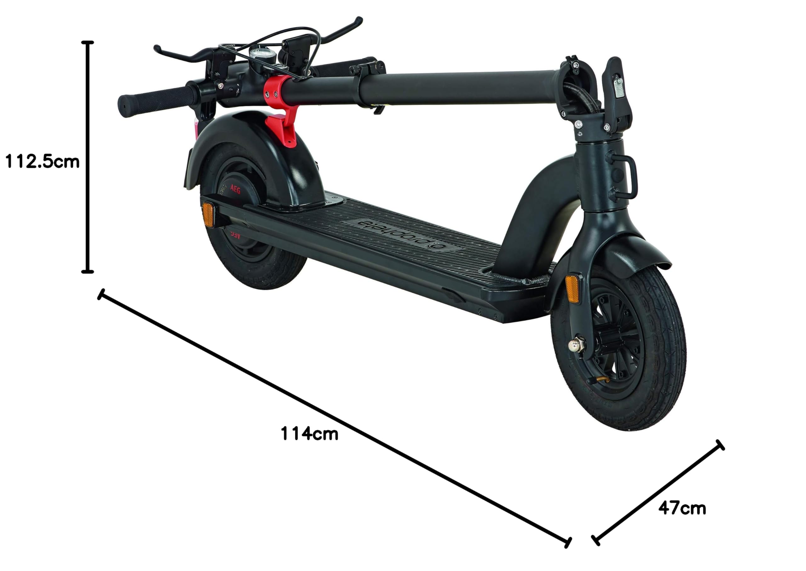 Prophete Patinete eléctrico de 10 Pulgadas – 374 WH – Batería integrada – Motor Trasero AEG – Plegable y portátil – Freno de Disco – con Permiso de circulación