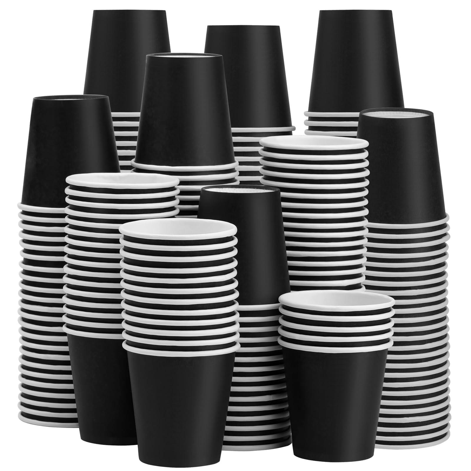 300 Pack 3oz Black Paper Cups, Mouthwash Cups, Disposable Bathroom Cups, Disposable Cups 3oz Ideal for Bathroom, Halloween, Birthday Party, Picnic and BBQ