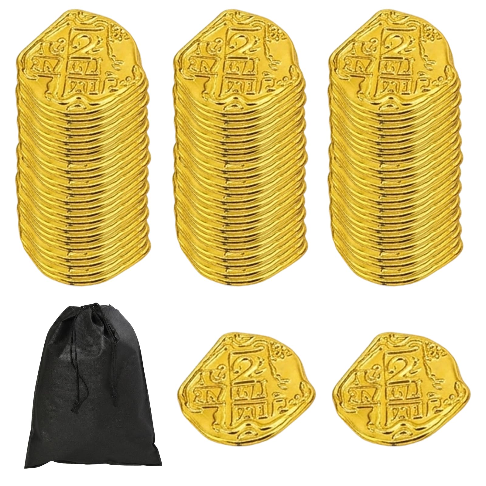 101 Pcs Pirate Coins, Plastic Coins, Gold Coins for Themed Events, Fake Coins for Party Decorations, Treasure Hunt Activities and Role-Playing Scenarios