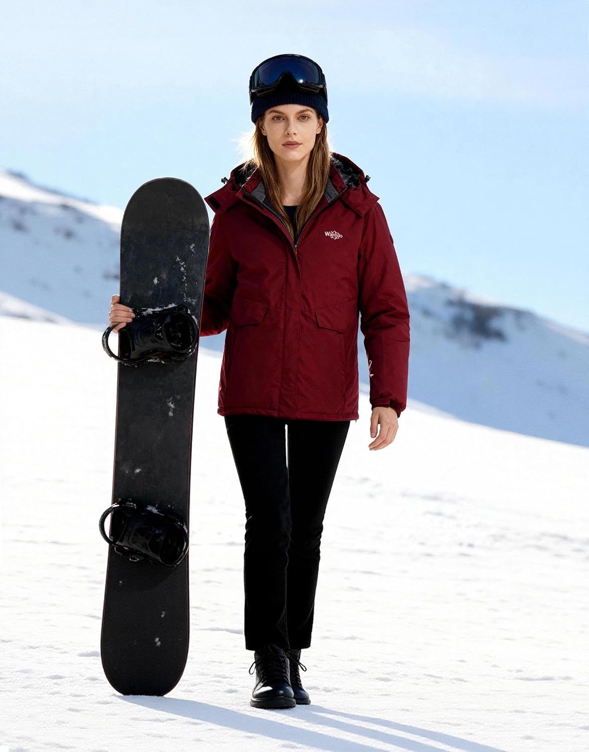 Wantdo Women's Waterproof Ski Jacket Warm Winter Coat Windproof Snow Coats Warm Fleece Raincoat - Image 3