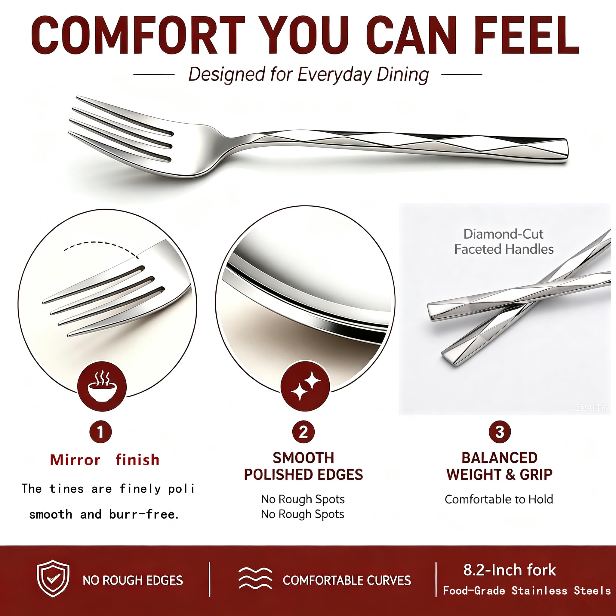 Stainless Steel Dinner Forks, 12-Piece Set — Amazon image 2