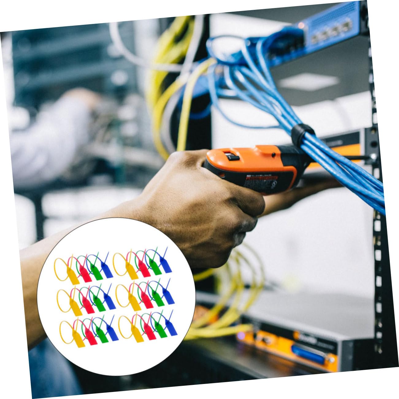 OKUMEYR 100pcs Disposable Plastic Tamper Seal Self Locking Tag for Logistics Luggage Safe Random