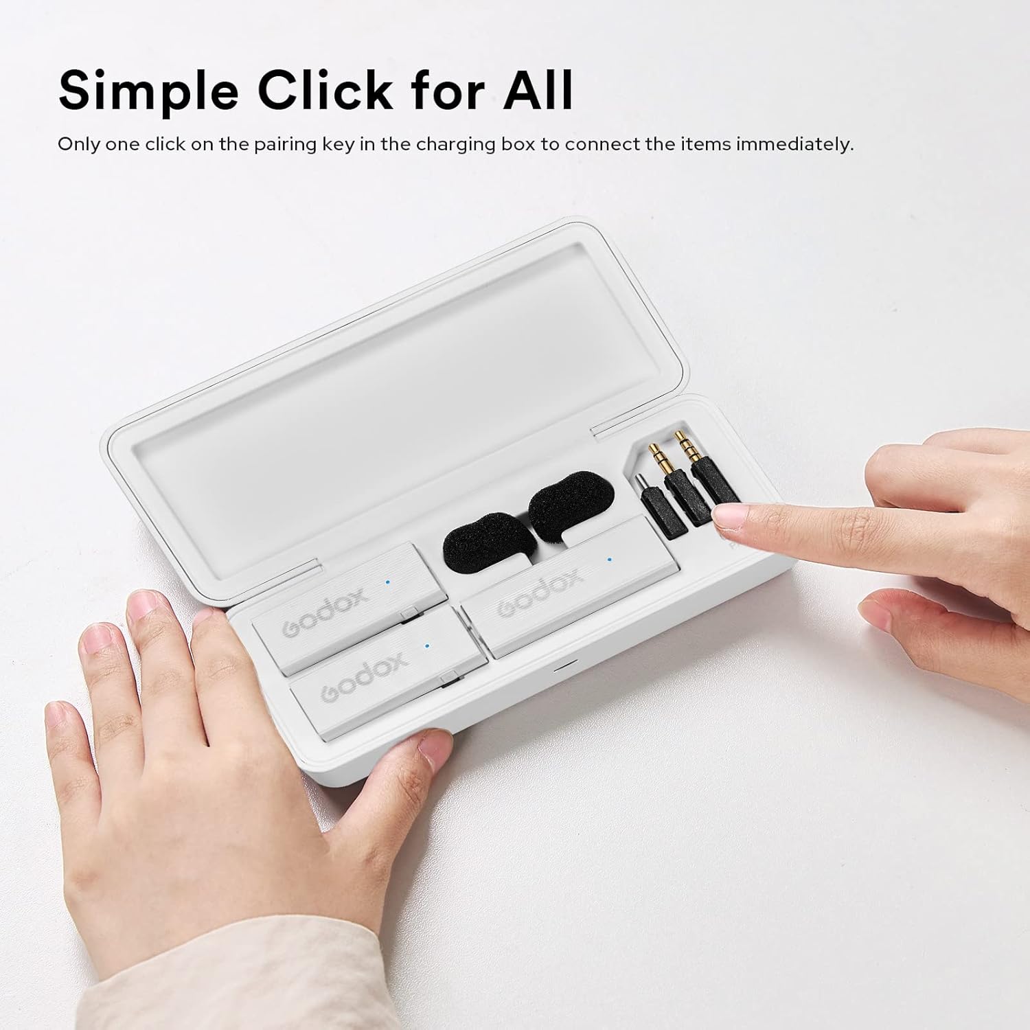 GODOX MoveLink Mini UC KIT2 Wireless Microphone, 2.4GHz Noise Cancelling Mic,100m Range, 48kHz/16-bit Omnidirectional Lavalier Microphone MFI Certified for Record Interviews, Vlogs (Type-c)