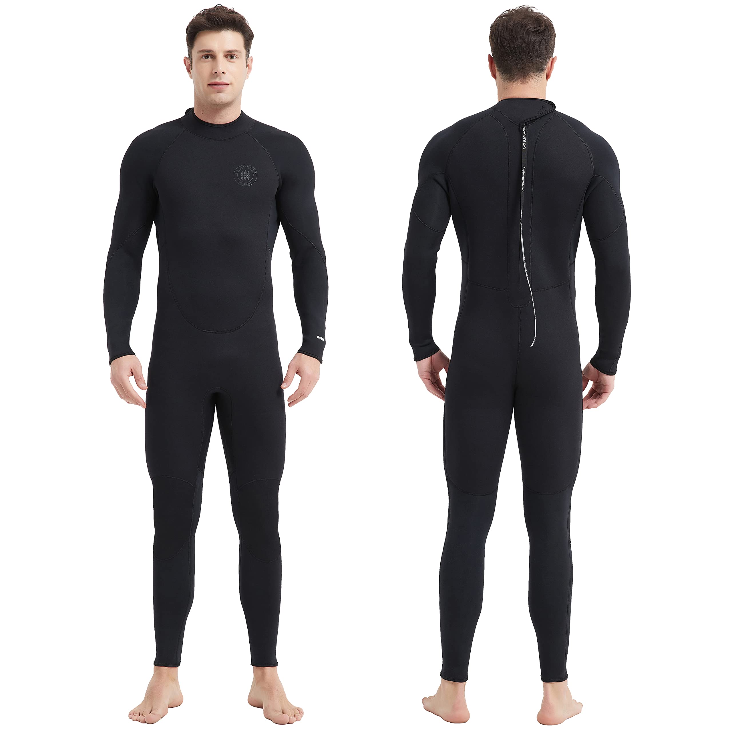 Lemorecn Men's Wetsuit 3/2mm and 5/4mm,Full Wetsuits for Men,Men‘s 3mm Full Wetsuit Front Zip for Diving Snorkeling Surfing Swimming