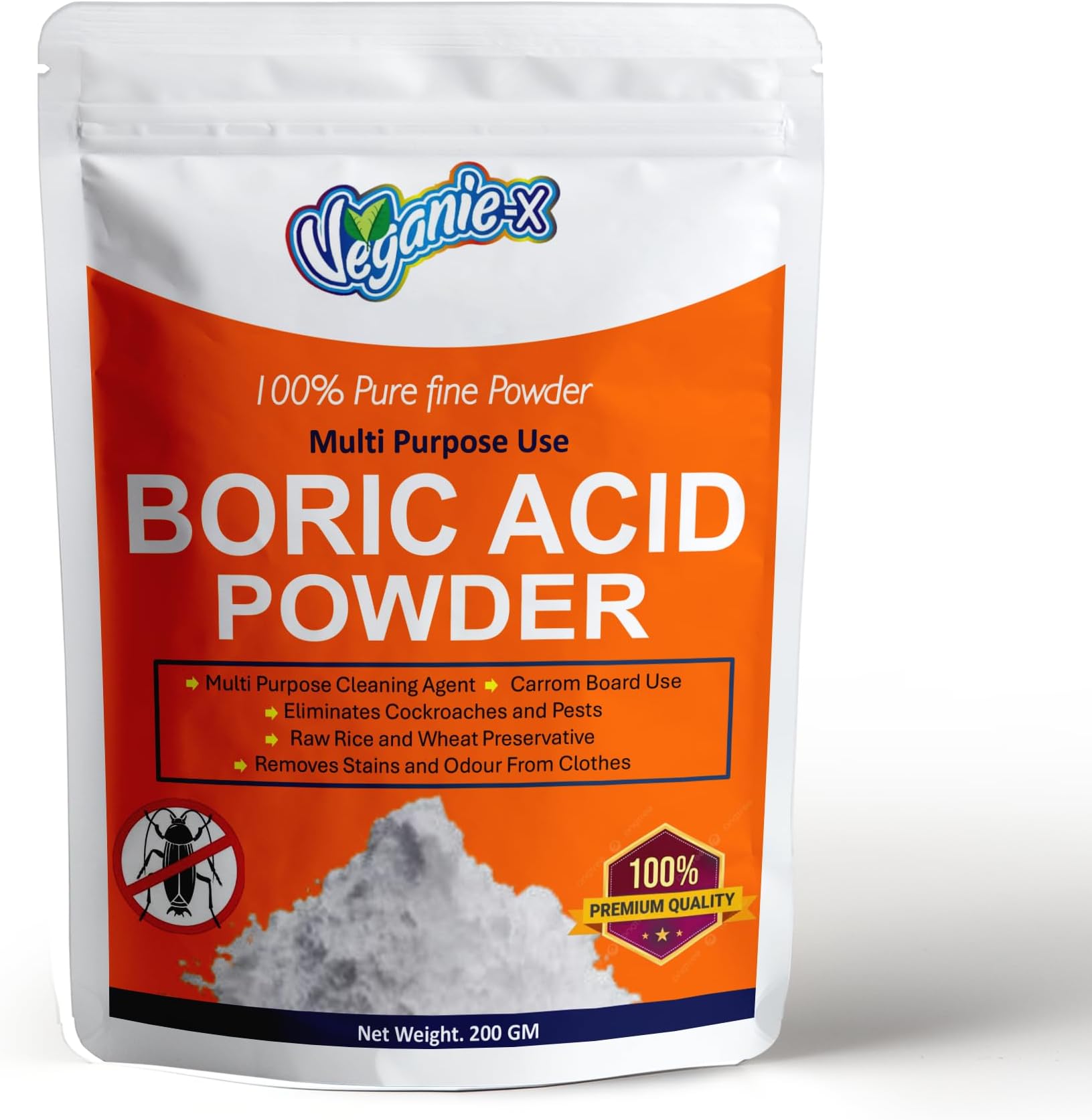 boric acid powder | Multi Purpose boric powder For cockroaches, insects | carrom powder uses, Industrial grade cleaning agent, Natural Rice Preservative 200 gm