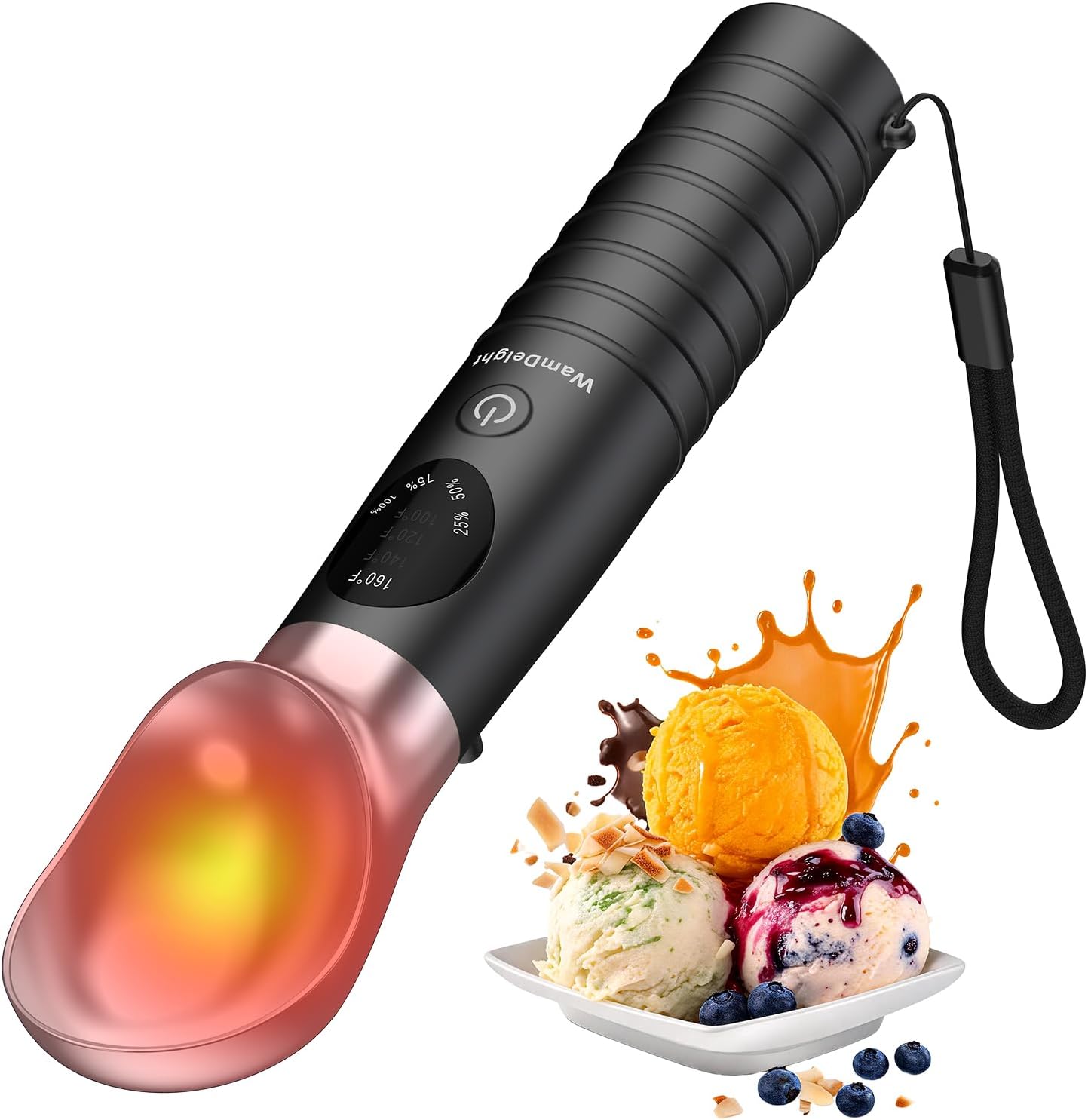 Heated Ice Cream Scoop Rechargeable Electric with 4-Level Heat 100-160℉