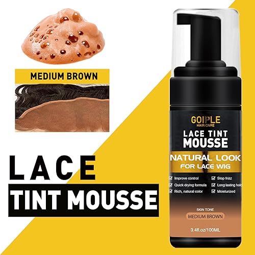 Miniatura 3 de Mousse de tinte de encaje fundido para mujer, pelucas de encaje, pelucas de encaje, tupés y postizos, color de acabado natural, tinte de encaje para