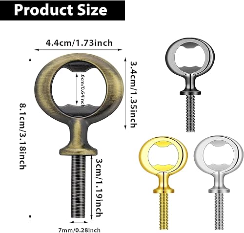 Miniatura 2 de Juego de 4 abridores de botellas de metal de acero inoxidable, accesorios para abridor de botellas roscado para abrebotellas de bricolaje, proyectos