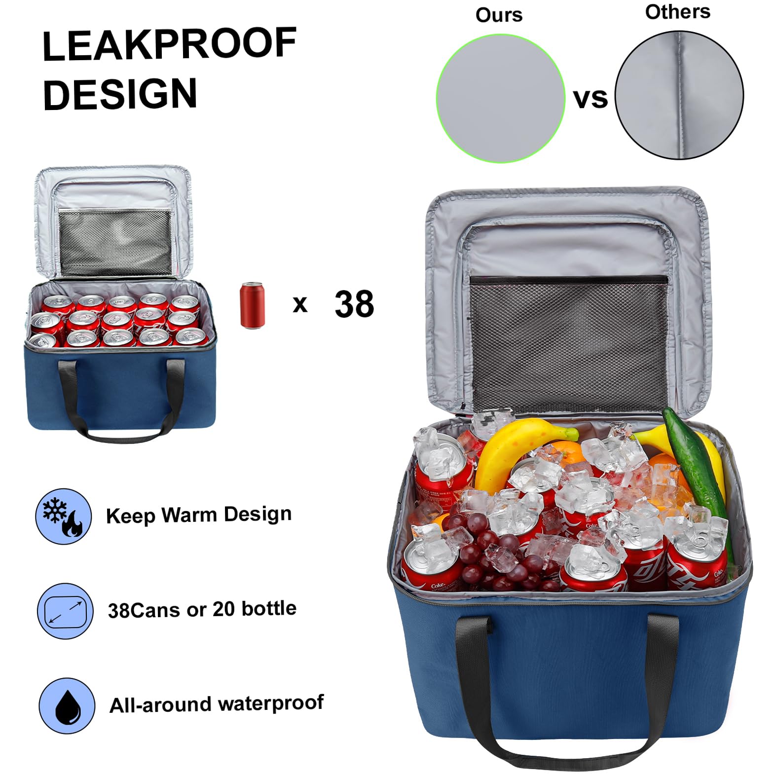 GDNasist Organizer per bagagliaio con borsa termica rimovibile a prova di perdite, 6 divisori rimovibili per spazio personalizzato, portaoggetti pieghevole con fondo antiscivolo, copertura pieghevole