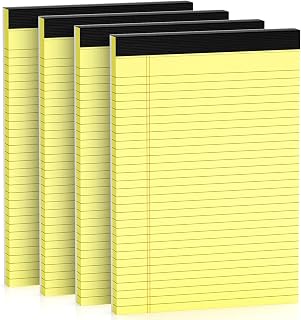 Legal Pads 8.5 x 11 Note Pads Wide Ruled 4 Pack, Lined Notepad 8.5 x 11 Canary Yellow Paper 21lb Micro Perforated Writing Pads, 30 Sheets Per Legal Note Pad Ideal for Office, Home, School