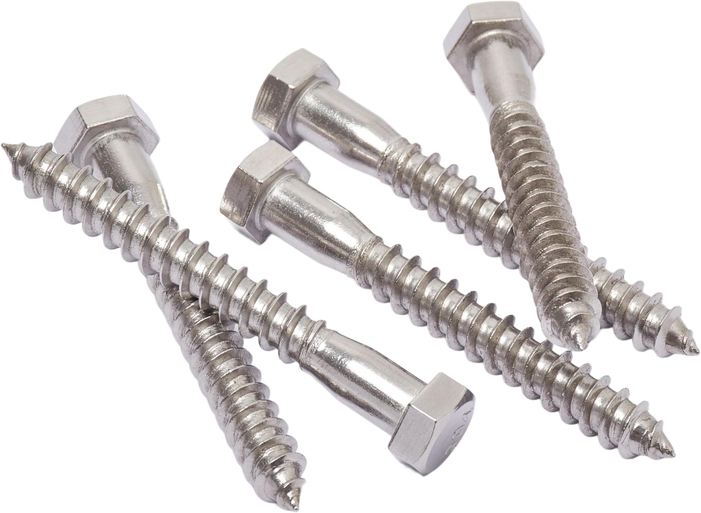 - Bolt Dropper 25 Pack 3/8 x 4 Inch Stainless Steel Lag Bolts - Hex Head Screws with Coarse Threads - Heavy Duty 304 Grade Rust Resistant Coach Bolts for Wood and Outdoor Projects - Plain Finish