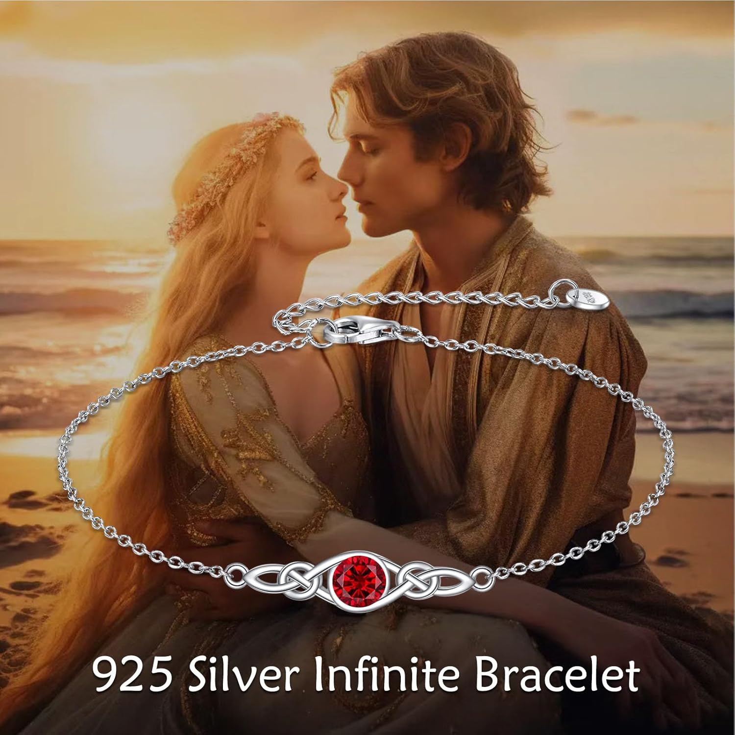 Celtic Knot Bracelet Sterling Silver Mustard Seed/Moonstone/Birthstone Link Anklet/Bracelet Celtic Knot Christian Faith Jewelry Gifts for Women - Image 3