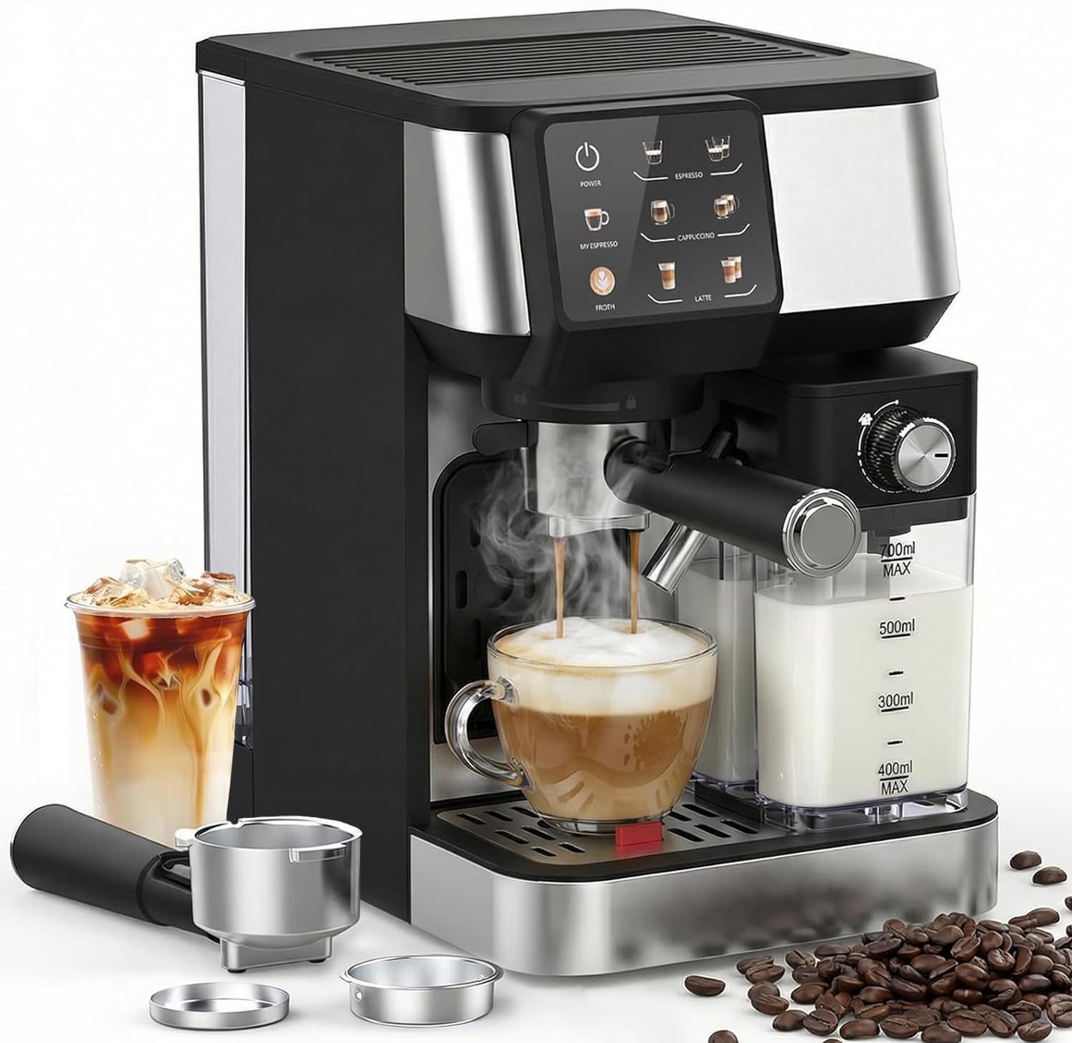 MoraRise One-Touch Espresso Machine with Automatic Milk Frother