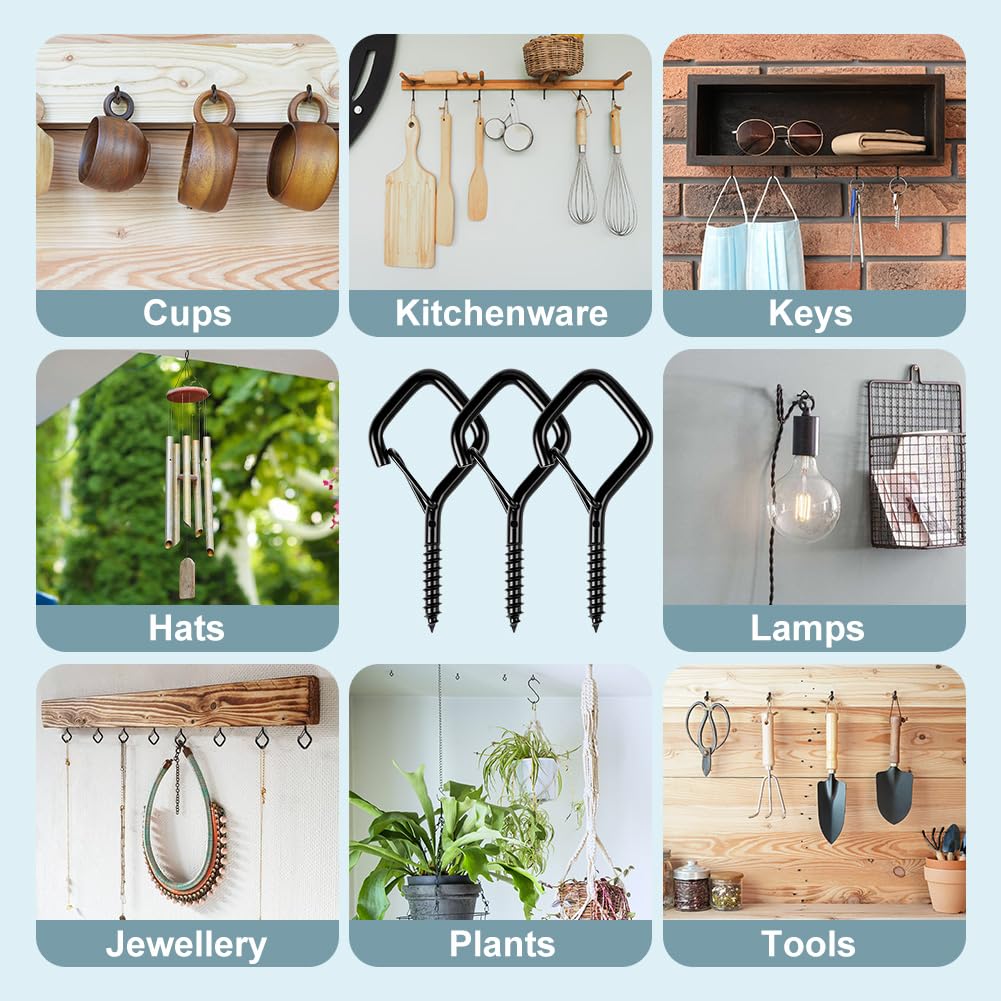 M5 Ganci Avvitabili, 20 Pezzi Ganci a Vite per Legno Vite a Gancio in Acciaio Inox, Ganci Da Soffitto, Viti ad Anello con Blocco di Sicurezza, per Appendere Piante,Campanelle,Catene Luminose