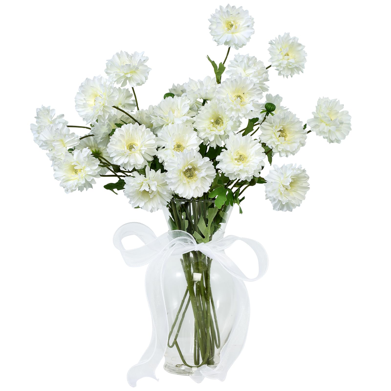 DuHouse 6PCS Gerbera Daisy Artificial Flowers Silk Bouquet – Faux Daisies for Home, Garden, Kitchen, Wedding, Party Decorations(White)