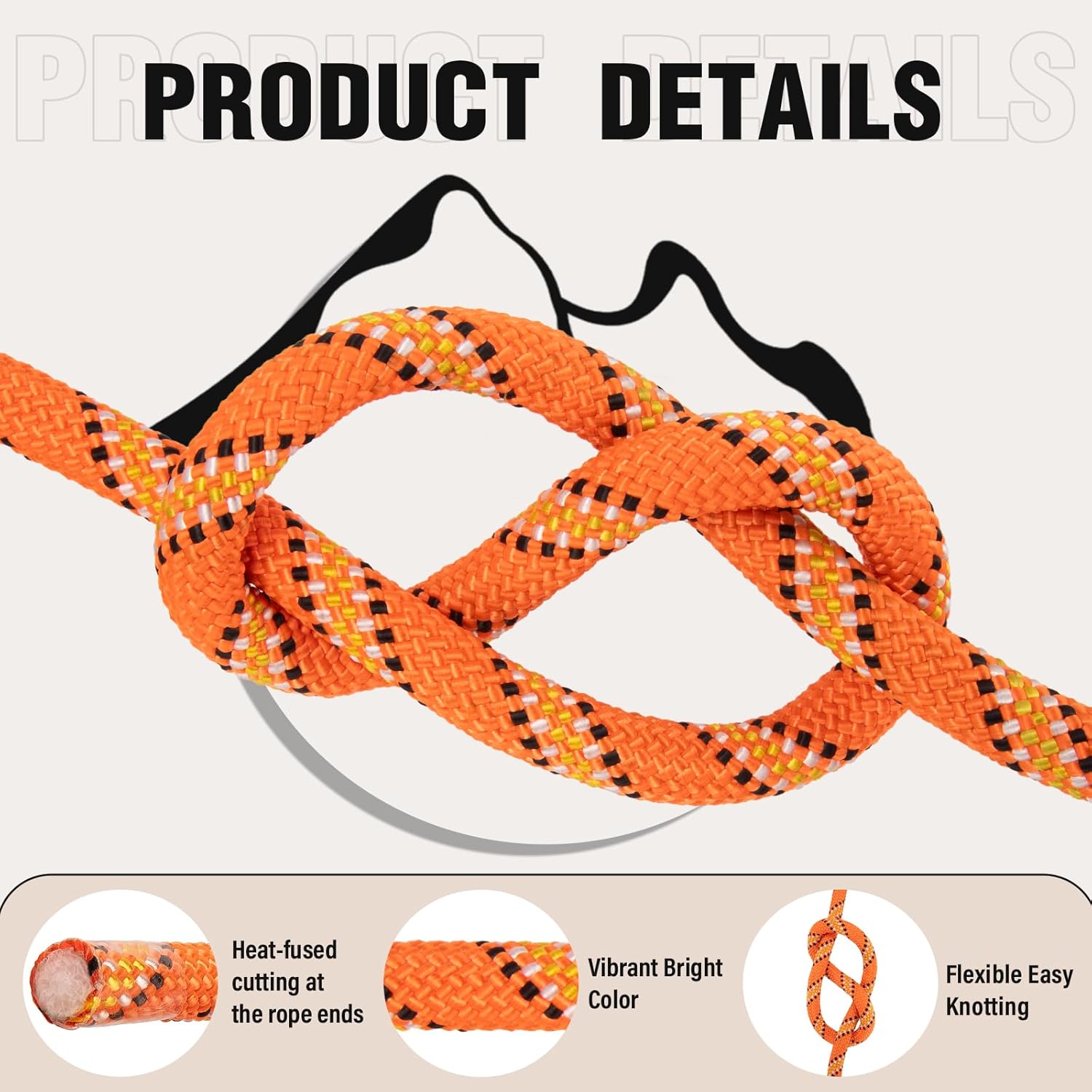 Professional Arborist Rope, 48-Strand 1/2in x 100ft, High Tensile Strength for Climbing & Outdoor Activities, Orange