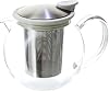 For Life Teapot Glass Heat Resistant 25.4 fl oz 750 ml Large Capacity For 4 Cups Includes Tea Strainer One Hand Pouring Dishwasher Safe Main Unit Microwave Safe No Direct Flame White Boraglass