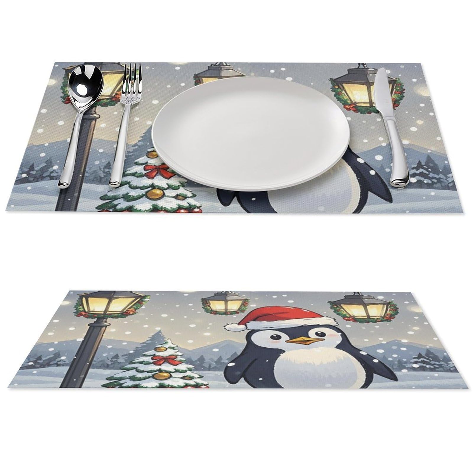 Set de table lavable pingouin en PVC résistant à la chaleur pour terrasse et cuisine