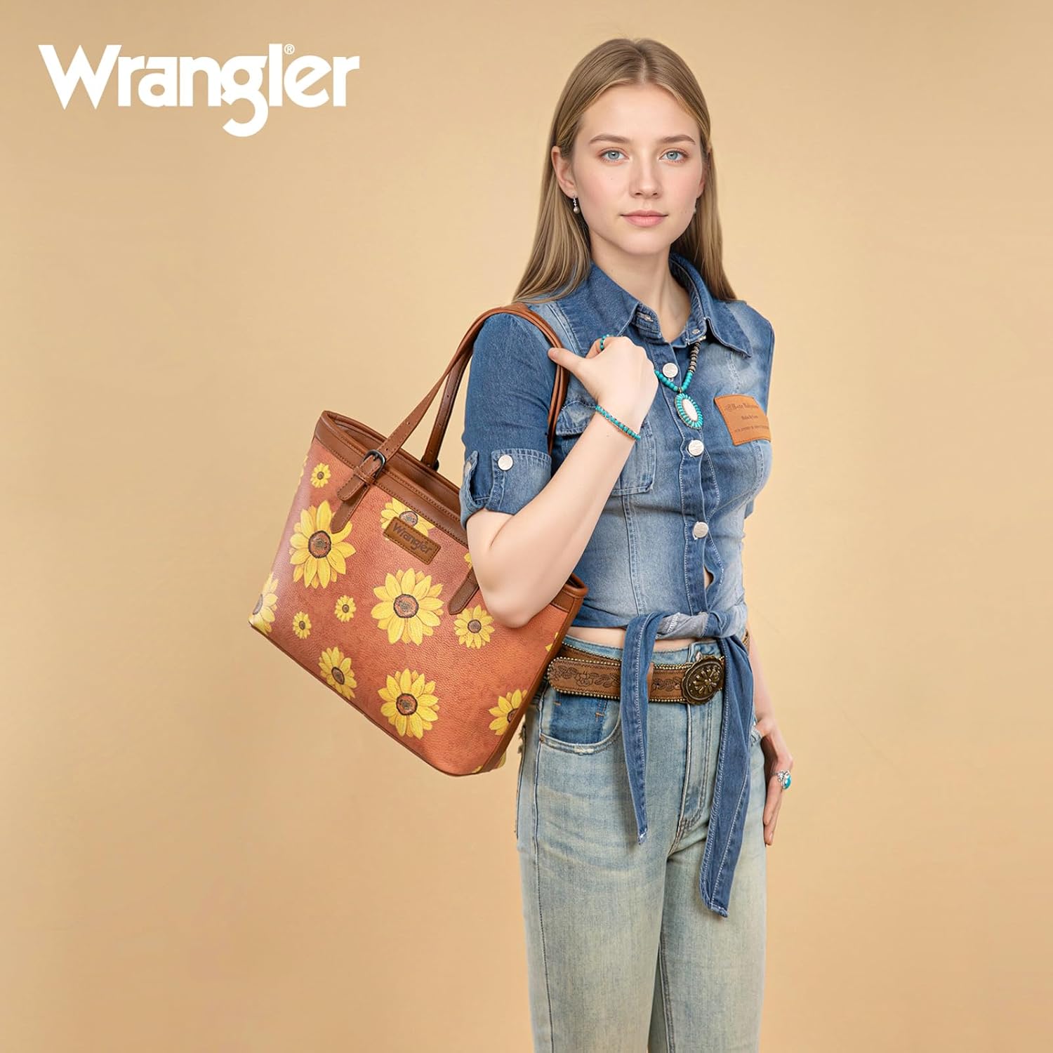 Montana West Wrangler Tote Bag for Women Memory-Keeper Sunflower Purse Western Floral Shoulder Bag