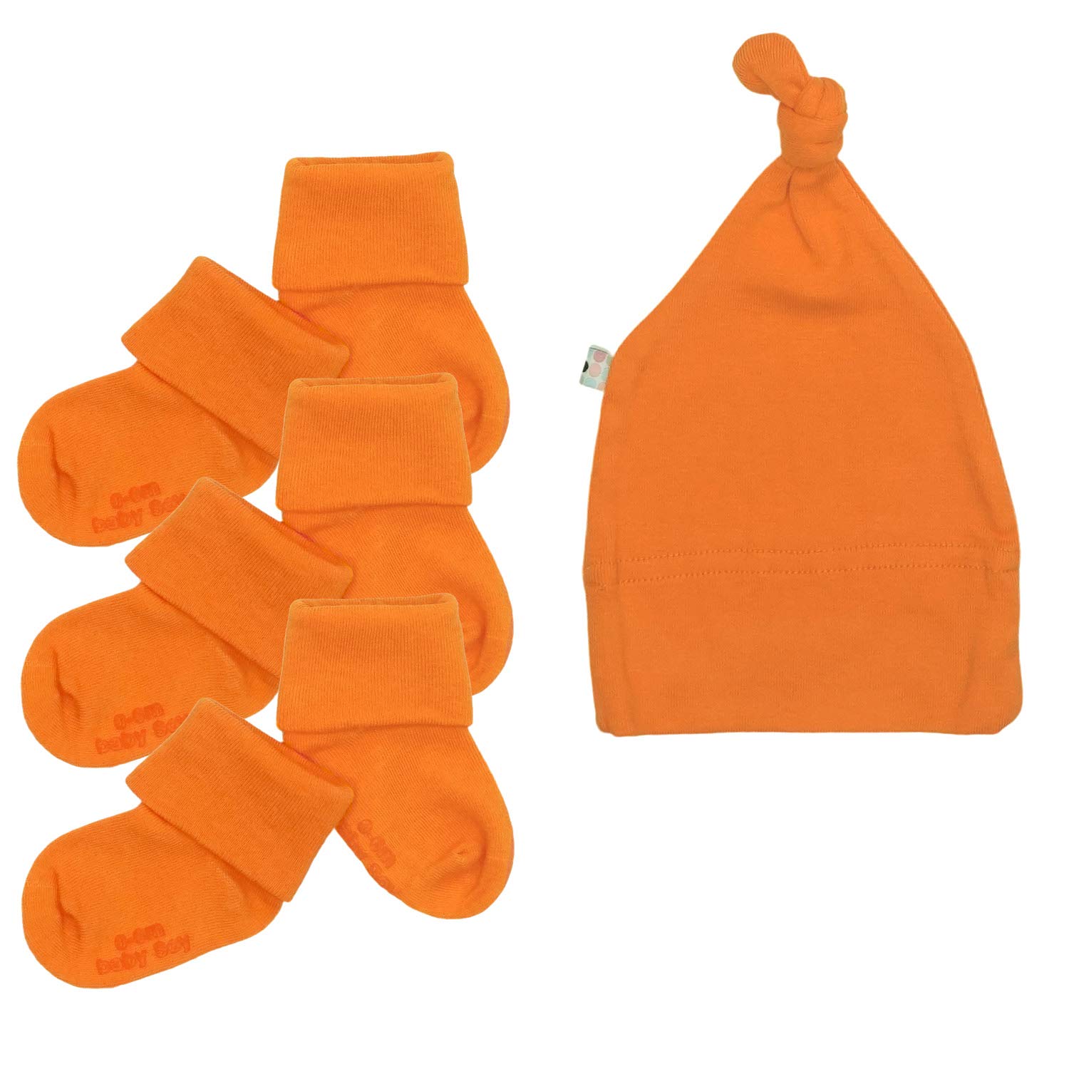 Babysoy Eco Beanie and Socks Set - naranja - 6-12 meses