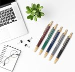 Aozora 100 Stylos à bille rétractables, encre noire, point moyen 1.0 mm, Pas de saignement, écriture lisse, stylos à cliquer, boîte de stylos