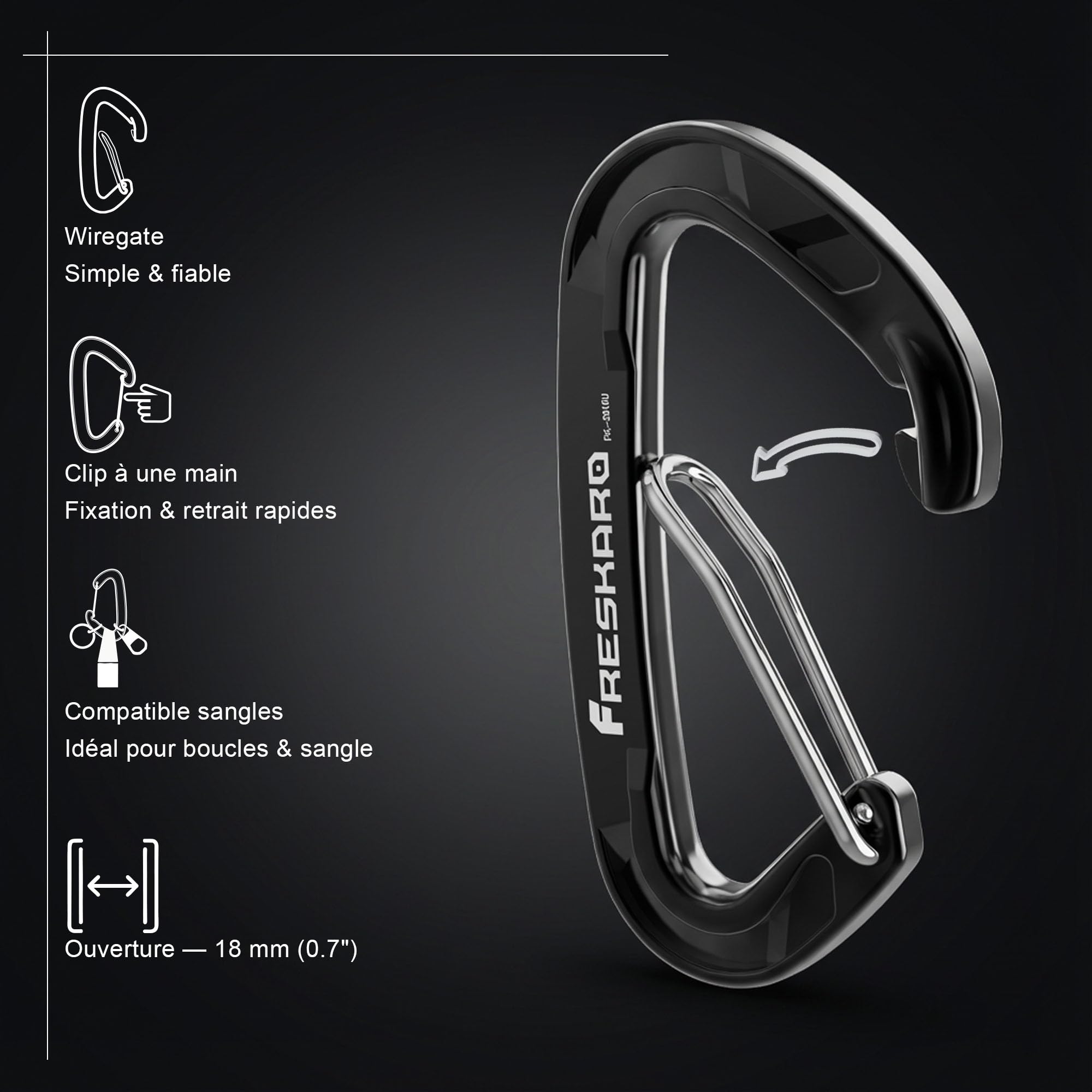 FresKaro Mousqueton Dégaines, Aluminium 7075, 15kN-1529kg, Mousquetons avec Ressort Acier Inoxydable, Solide Ultra Resistant, pour Hamac Clef Sac à Dos Randonnée, 8cm, Multi-Couleurs Arc-en-Ciel