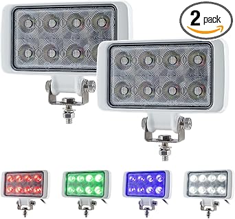 Waterproof LED Boat Light, RGBW Spreader and Deck/Dock Marine Lights, 2 Pcs 80W 150 Flood, 12/24V