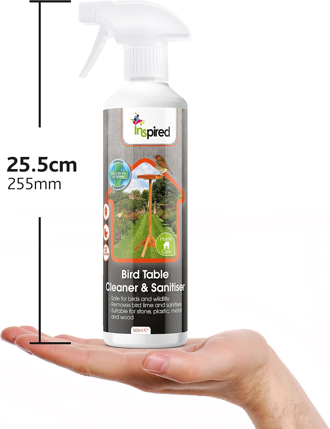 Inspired Bird Table Cleaner and Sanitiser - 500ml, Clear, 7 cm x 19 cm x 23 cm - Image 4