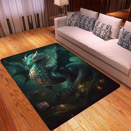 Vista 35 de Alfombra de dragón personalizada, con estampado de dragón de galaxia brillante, tapete grande de 5 x 8 pulgadas para sala de estar, dormitorio