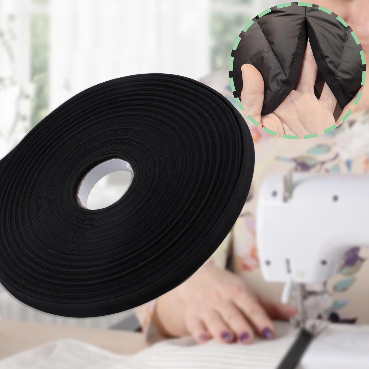 1/2 Inch Double Fold Bias Tape, 30 Yards Bias Binding Fabric Tape for Sewing Piping Hemming Quilting Seaming(Black) image 4