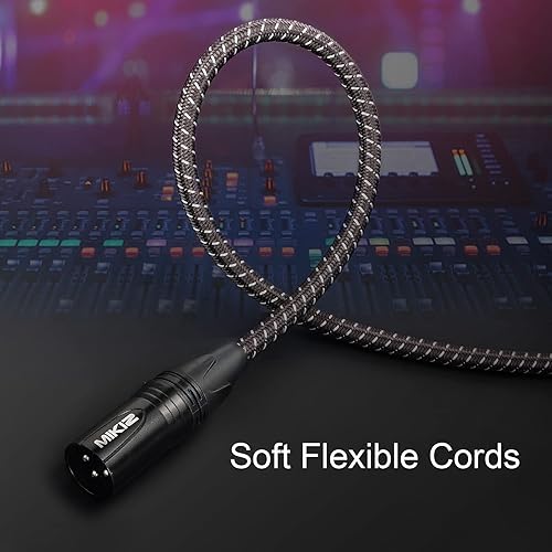 Miniatura 3 de XLR Cables trenzados de 6 pies, paquete de 2 cables de conexión XLR cortos antienredos de primera calidad macho a hembra para micrófono DJ