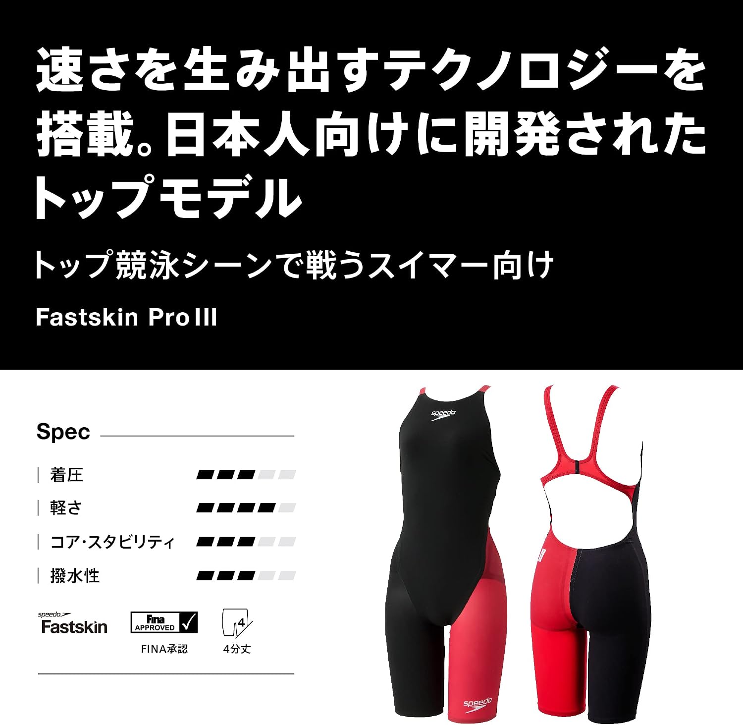 Speedo(スピード) 競泳水着 Fastskin ProIII Openback Kneeskin 