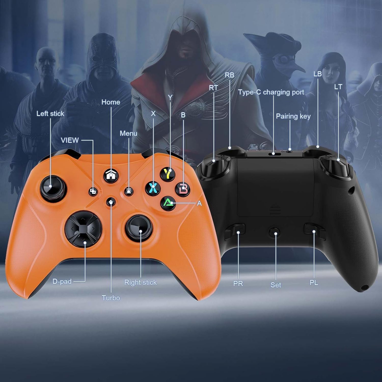 Gamrombo Wireless Controller for X/box One, X/box Series X/S, Windows,Steam,Android,iOS With Dual Vibration/Marco/Turbo Function, 3.5mm Audio Jack, Need Update The Software to Pair with the X/box