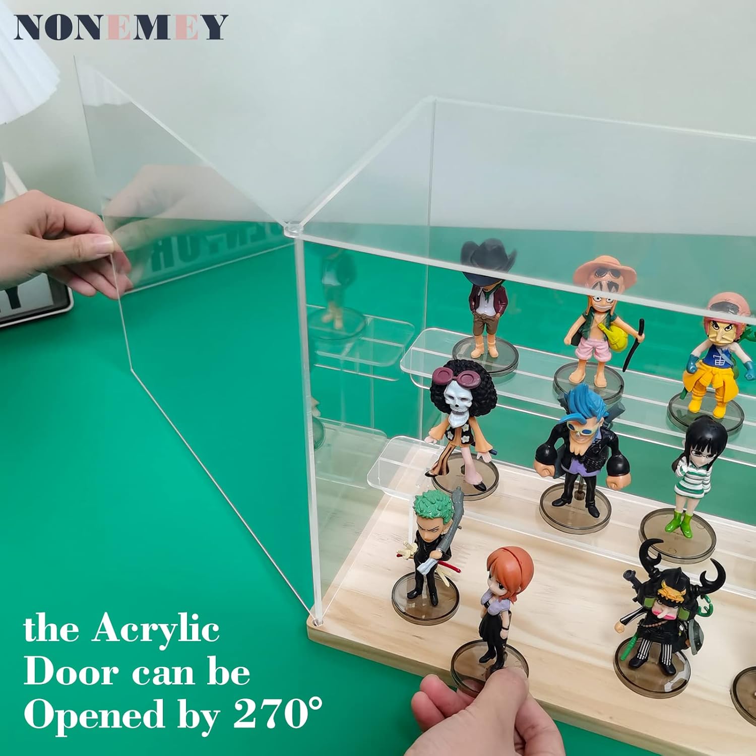 NONEMEY Clear Acrylic Display Case Stand with Two Kind of Lights 2/3/4/5 Acrylic Perspex Tier Storage Box Showcase Dustproof Organizer Box for Collectibles (5Tier 11.8*11.2*11.8inch)