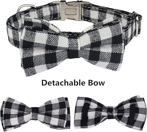 Miniatura 4 de THAIN Collar de perro personalizado con lazo para perros machos y hembras, puntos de mezclilla, patrón ninja a cuadros, collares para mascotas