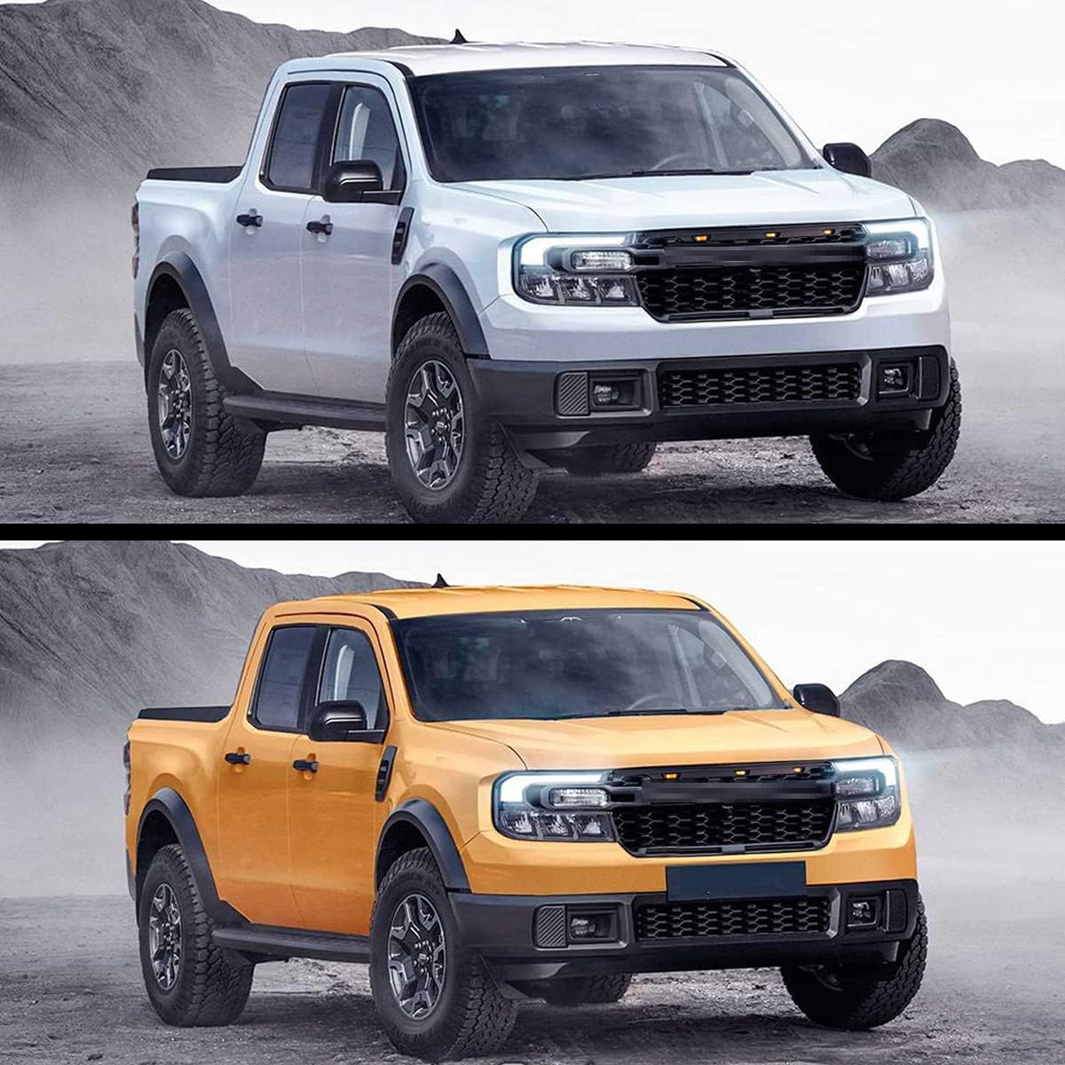 Front Grille fit for ford Maverick 2022-2025 Mesh Bumper Grill With yellow Lights