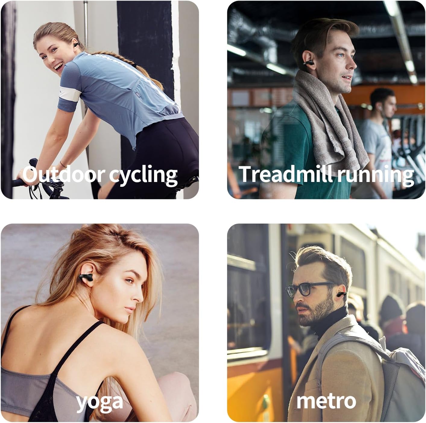 Woman in rain demonstrating IPX4 water resistance of Kinganda Q71 earbuds