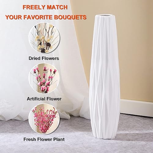 Miniatura 4 de Jarrón de cerámica blanca de 177 pulgadas de alto florero decorativo para centros de mesa estantes decoración del hogar arreglo de flores secas