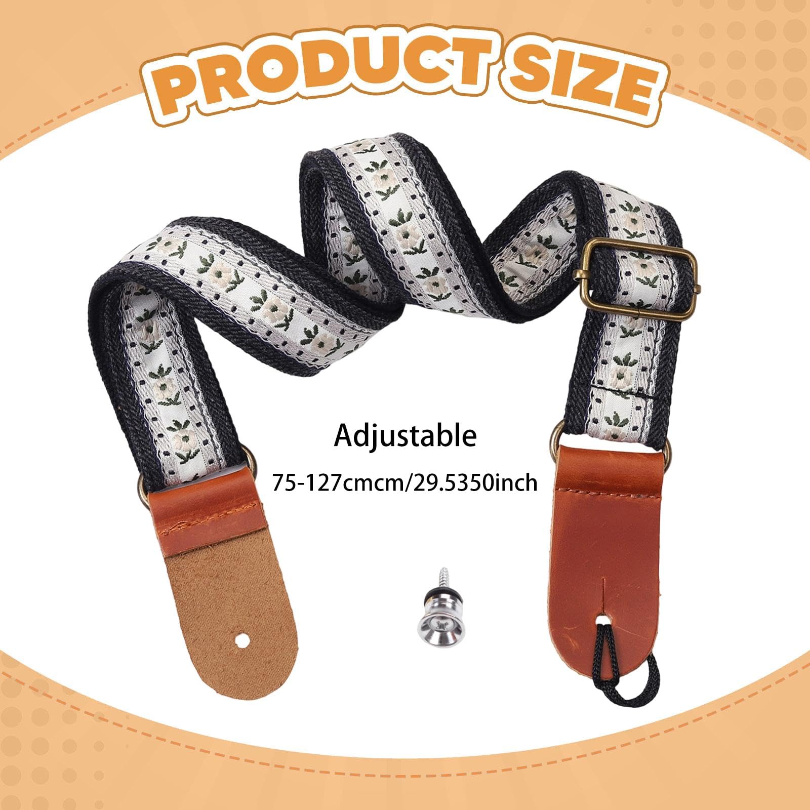 Qianly Ukulele Gurt Dekorativer Schultergurt für Viersaitige Ukulelen mit Aus Strapazierfähigem Polyester PU Als Gitarrenzubehör für Musikliebha, Style A